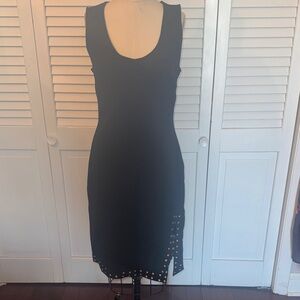 Boston Proper Travel knit dress with gold nailhead detail trim size Small
